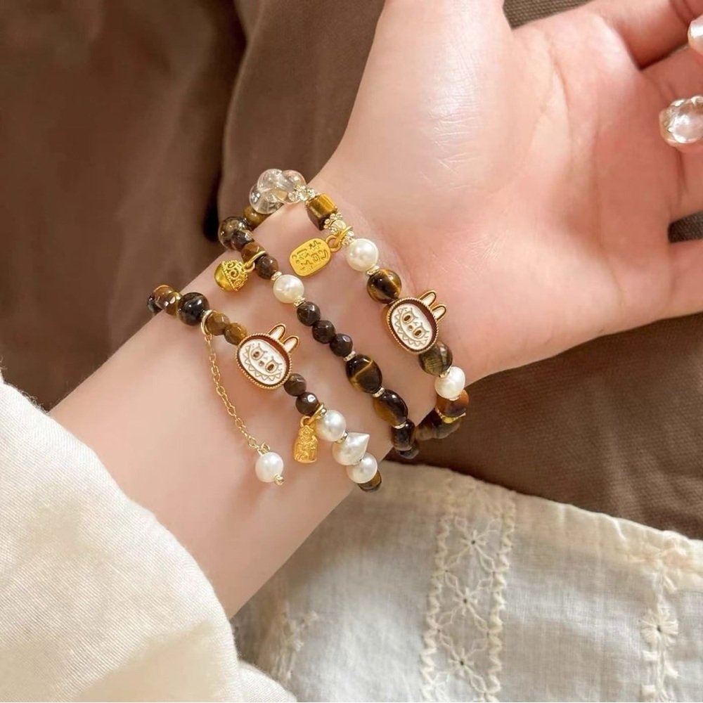 2PCs Handmade Beaded Labubu Bracelet-Labubu Jewelry-Great Girls Gift-Cute Bunny - Picture 4 of 9
